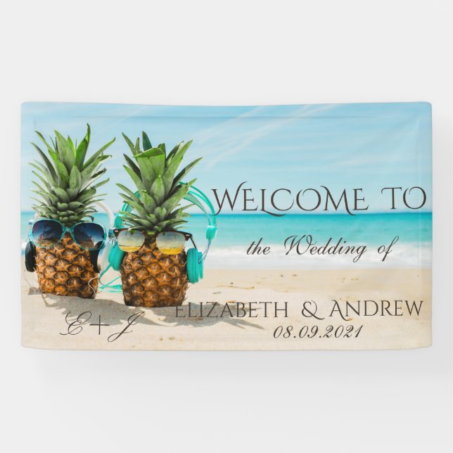 Tropischer Strand, Ananas Hochzeitsbanner Banner (Horizontal)