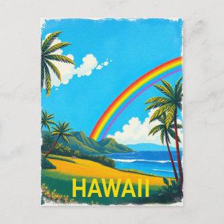Tropischer Strand auf Hawaii mit Regenbogen Postkarte