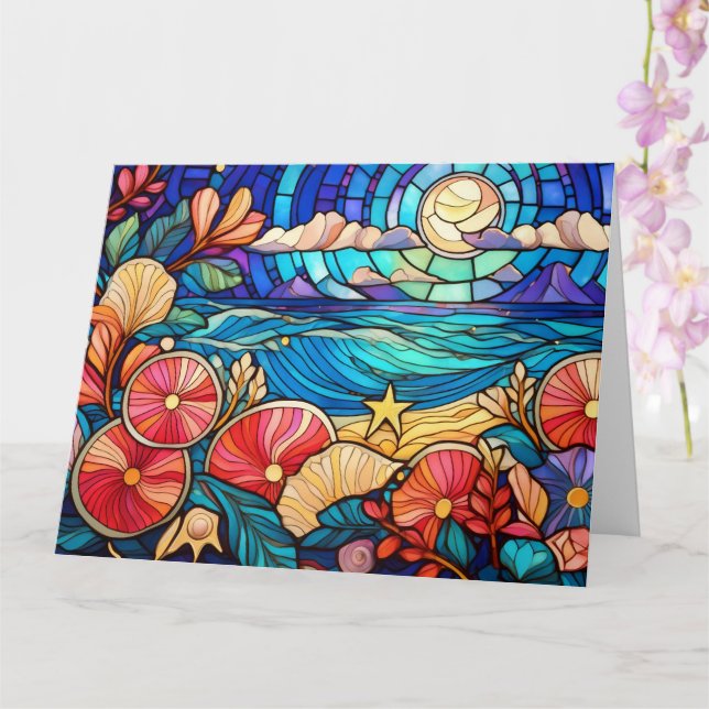 Tropischer Strand aus Glas Karte (Orchidee)