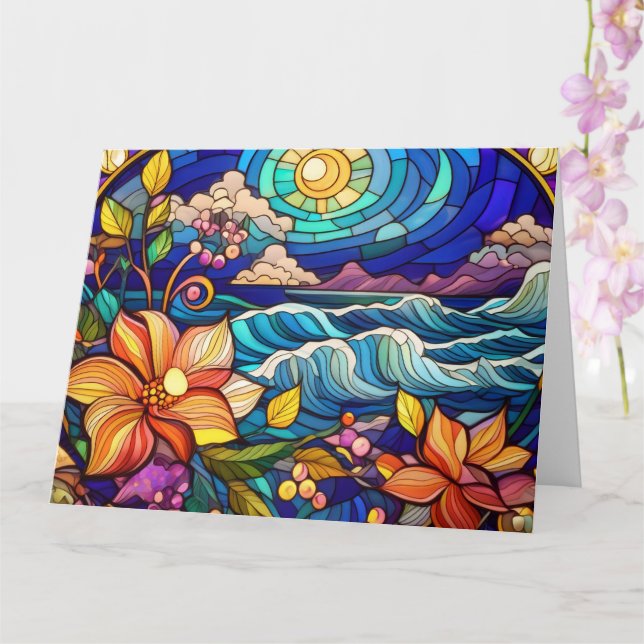 Tropischer Strand aus Glas Karte (Orchidee)