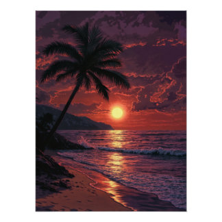 Tropischer Strand bei Sunset Poster