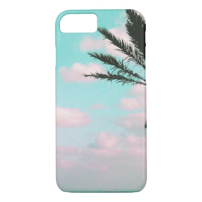 Tropischer Strand, Blick aufs Meer, rosa Wolken, P Case-Mate iPhone Hülle (Rückseite)