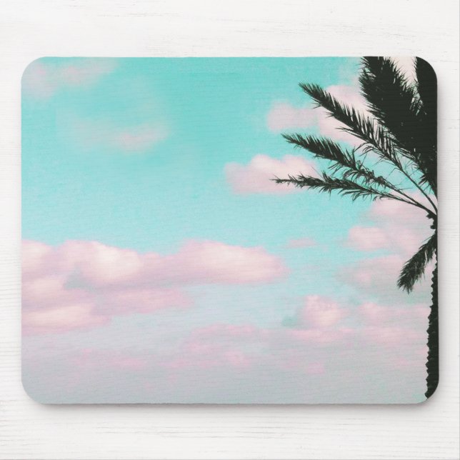 Tropischer Strand, Blick aufs Meer, rosa Wolken, P Mousepad (Vorne)