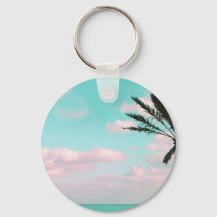 Tropischer Strand, Blick aufs Meer, rosa Wolken, P Schlüsselanhänger