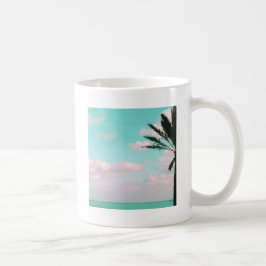 Tropischer Strand, Blick aufs Meer, rosa Wolken, P Tasse