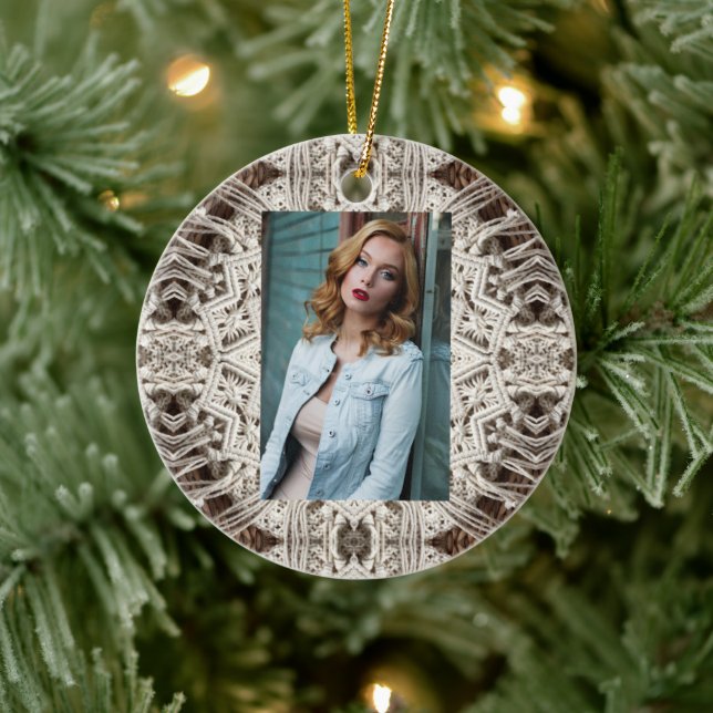 Tropischer Strand Boho chic Stamm Makrame Crochet Keramik Ornament (Baum)