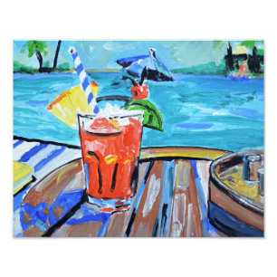 Tropischer Strand-Cocktail Impressionist Fotodruck