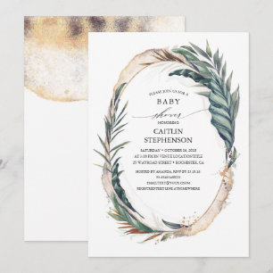 Tropischer Strand-exotische Palmblatt-Babyparty Einladung