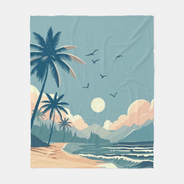 Tropischer Strand Fleecedecke (Vorderseite)