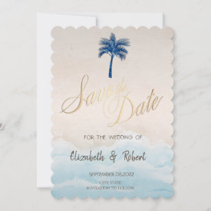 Tropischer Strand Glitter Palme Save The Date