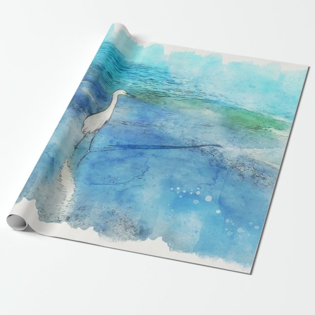 Tropischer Strand im Aquamarinen Aqua Türkise Blue Geschenkpapier (Ungerollt)