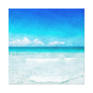 Tropischer Strand im Aquamarinen Aqua Türkise Blue Leinwanddruck