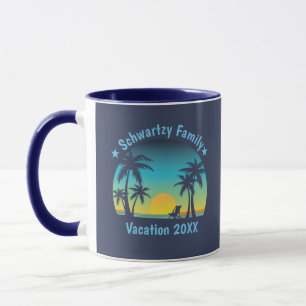 Tropischer Strand im Vintage-Look, Sommer-Sonnenun Tasse