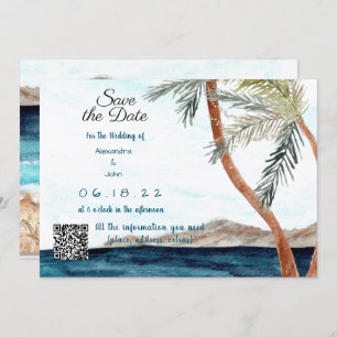 Tropischer Strand mit Lichtern Save the Date Einladung