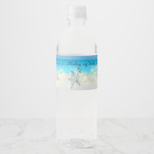 Tropischer Strand mit Meerwasser Wasserflaschenetikett