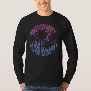 Tropischer Strand mit Palmen im Vintage-Stil T-Shirt