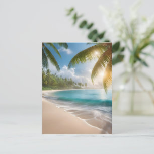 Tropischer Strand mit Palmen Postkarte
