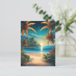 Tropischer Strand mit Palmen Postkarte