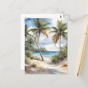 Tropischer Strand mit Palmen Postkarte