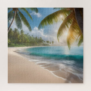 Tropischer Strand mit Palmen Puzzle