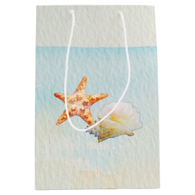 Tropischer Strand mit Starfish und Conch Mittlere Geschenktüte (Vorderseite)
