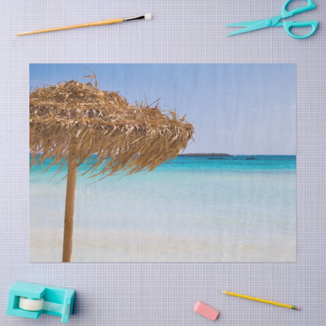 Tropischer Strand mit Strohdach-Schirm Seidenpapier (Basteln)