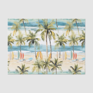 Tropischer Strand mit Surfbrettern Seidenpapier