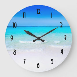 Tropischer Strand mit türkisblauem Meer Große Wanduhr