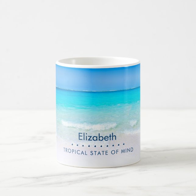 Tropischer Strand mit türkisblauem Meer Personalis Kaffeetasse (Mittel)