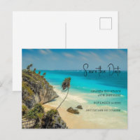 Tropischer Strand mit windgefrorenen Palmen Save t
