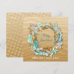 Tropischer Strand Muscheln Seestern Sand-Dollar  Feiertagskarte