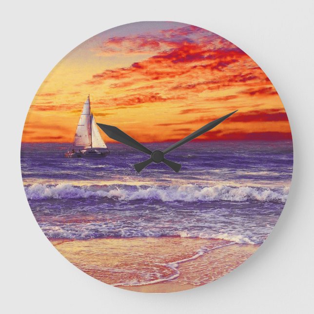 TROPISCHER STRAND OCEE ART Wall Clock Große Wanduhr (Vorderseite)