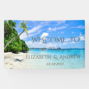 Tropischer Strand, Palme  Hochzeitsbanner Banner