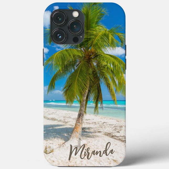 Tropischer Strand Palmenbaum Personalisiert Case-Mate iPhone Hülle (Rückseite)