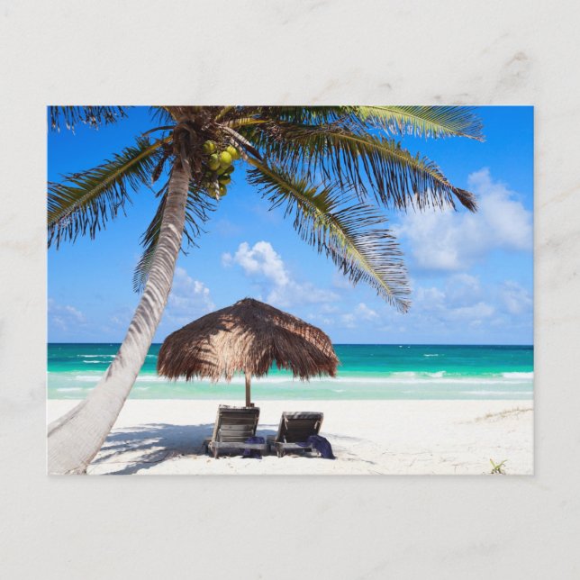Tropischer Strand Postkarte (Vorderseite)