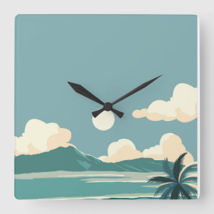 Tropischer Strand Quadratische Wanduhr