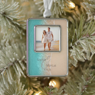 Tropischer Strand Rahmen-Ornament Silber