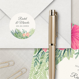 Tropischer Strand Runder Aufkleber