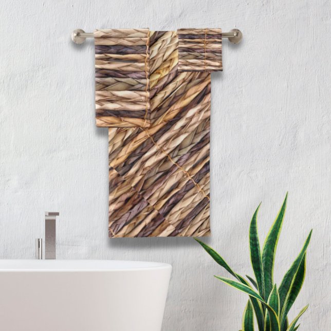 tropischer Strand rustikal geflochtene Korbweide Badhandtuch Set (tropical island style beach rustic woven wicker bath towel set)