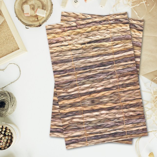 tropischer Strand rustikal geflochtene Korbweide Seidenpapier (tropical island style beach rustic woven wicker tissue paper)