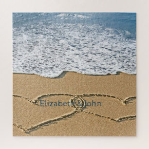 Tropischer Strand Sand Herzen Puzzle