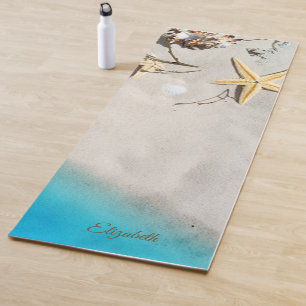 Tropischer Strand,Sand,Meeresmuschel,Seestern- Per Yogamatte