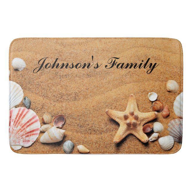 Tropischer Strand Sand Muscheln Custom  Badematte (Vorderseite)