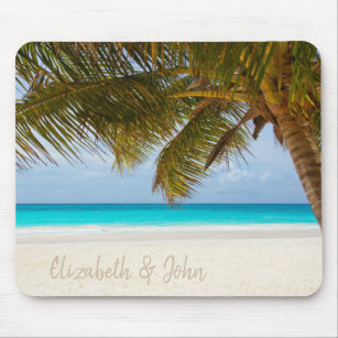 Tropischer Strand, Sand, Palm - Personalisiert Mousepad