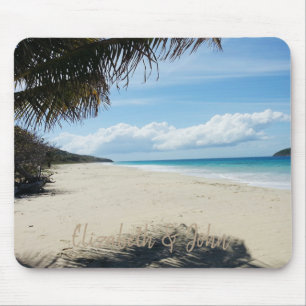 Tropischer Strand, Sand, Palme - Personalisiert Mousepad