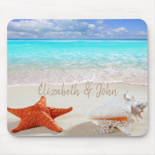Tropischer Strand, Sand, Seashells Mousepad (Vorne)