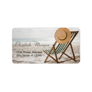 Tropischer Strand, Sand, Stuhl, Entspannen Adressaufkleber