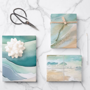 Tropischer Strand Sand und Meer Geschenkpapier Set