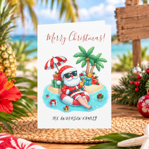 Tropischer Strand Santa Weihnachten Karte
