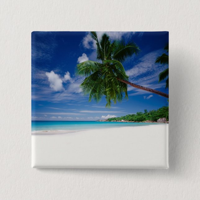 Tropischer Strand | Seychellen Button (Vorderseite)